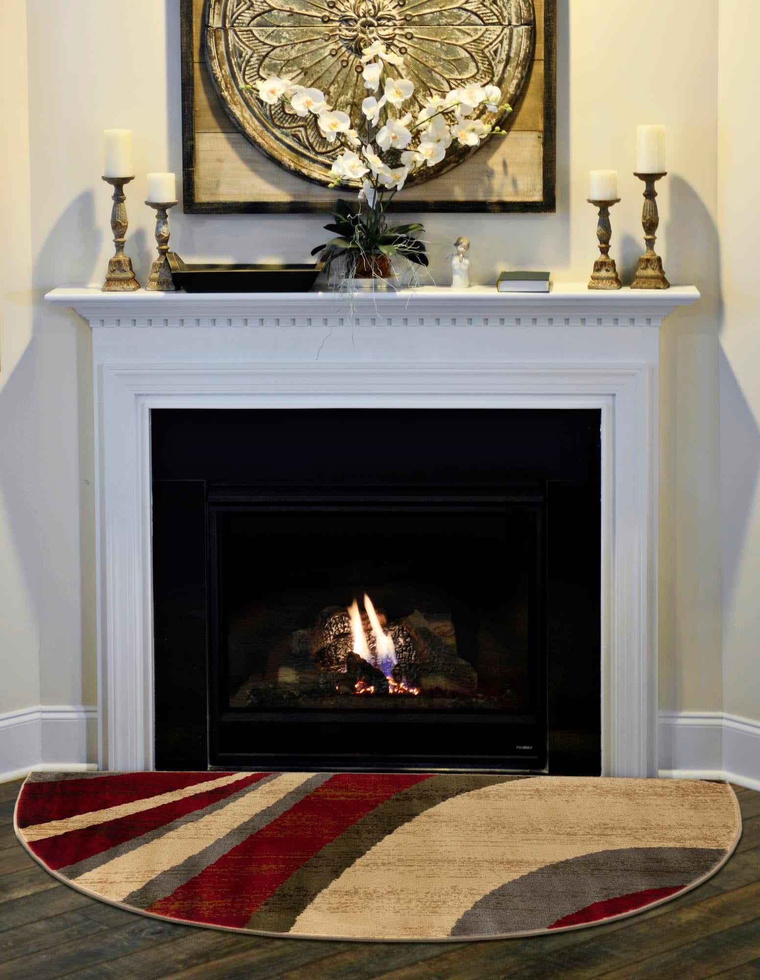 Unique Loom 3179763 Barista 3 x 6 (ft) Loomed Polypropylene Beige Half-round Indoor Stripe Area rug