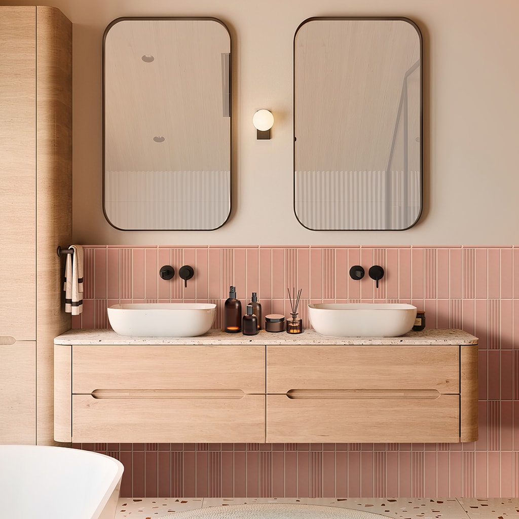 Matte Pink Ceramic Subway Tile Trim 1.97'' x 7.87''