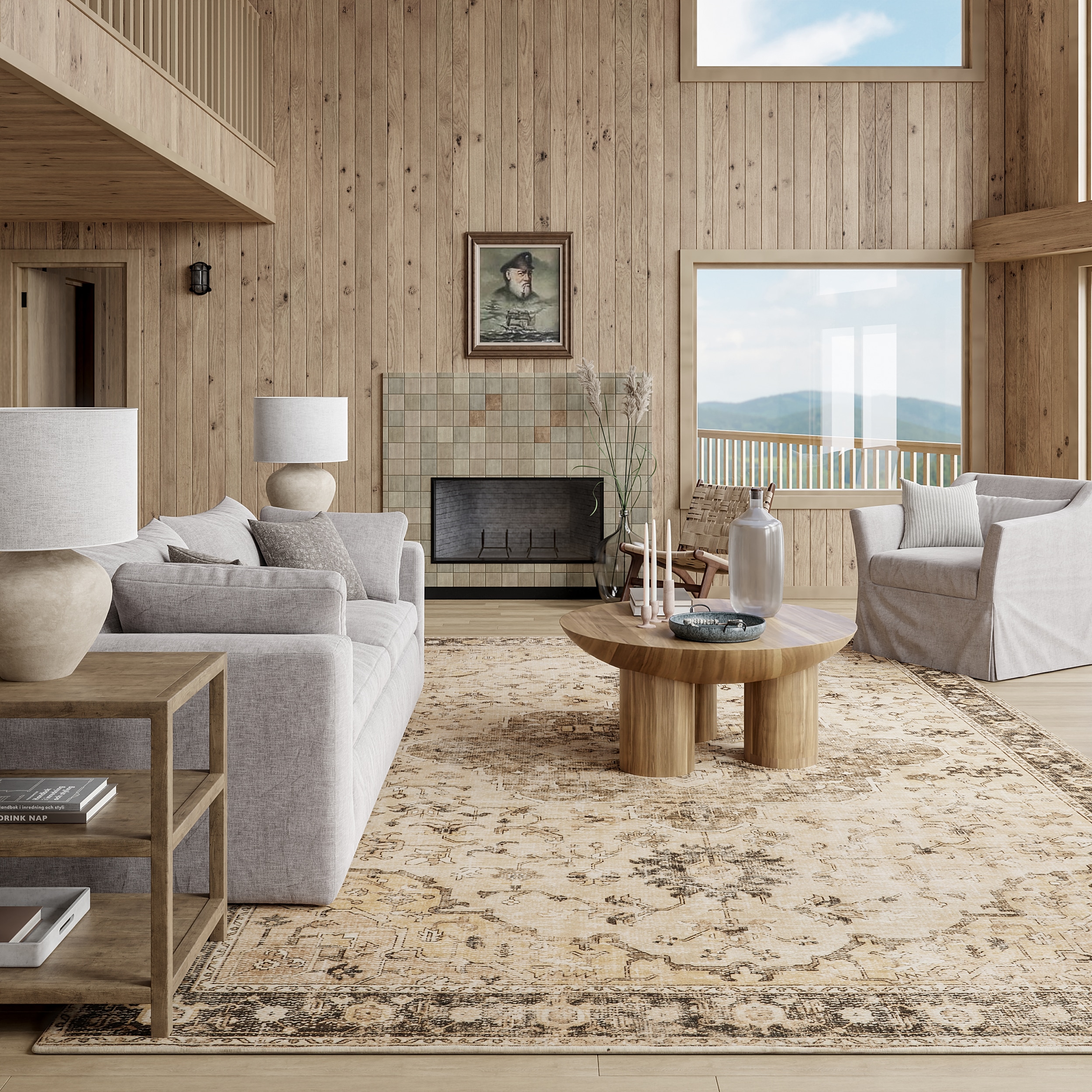 nuLOOM 200SVMN22B-406 Amaryllis Medallion Machine Washable 4ft. x 6ft. Brown Area Rug