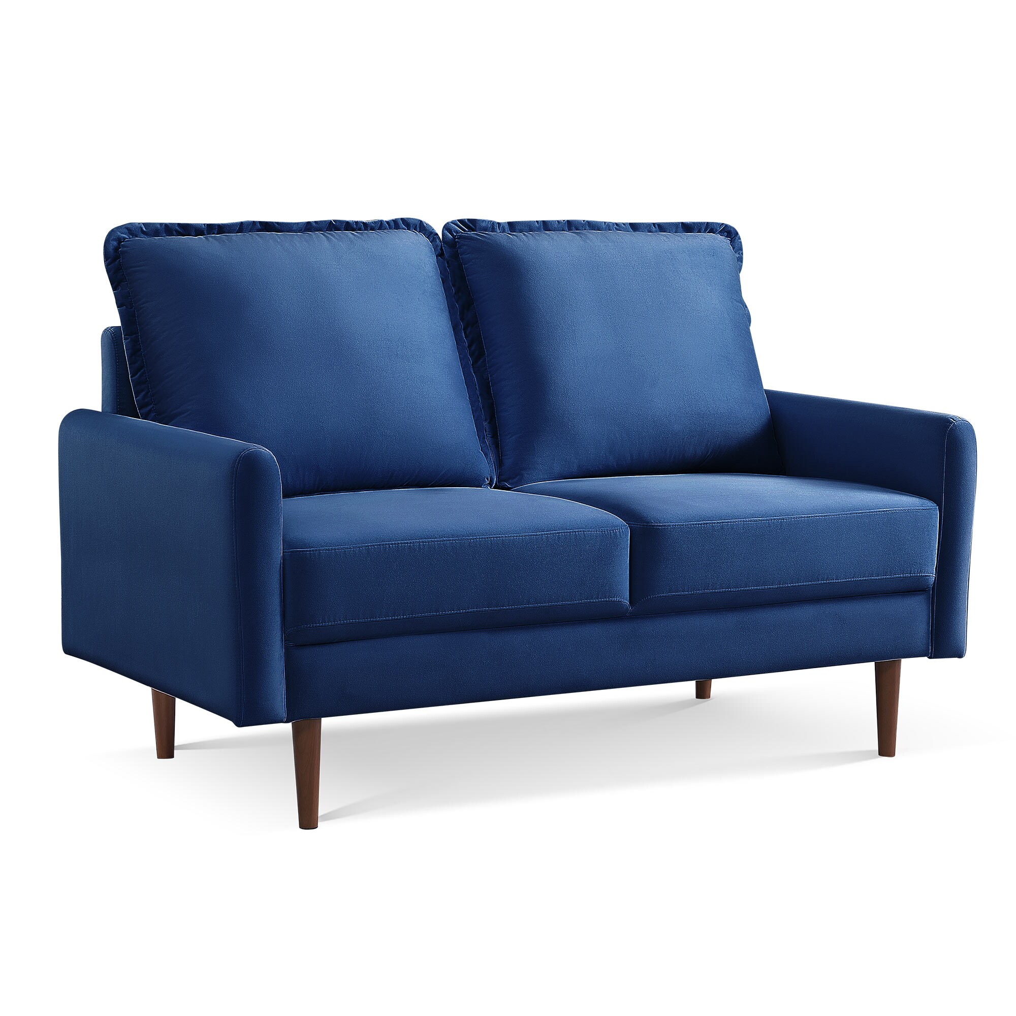 57 Inch Blue Velvet Loveseat with Solid Wood Legs