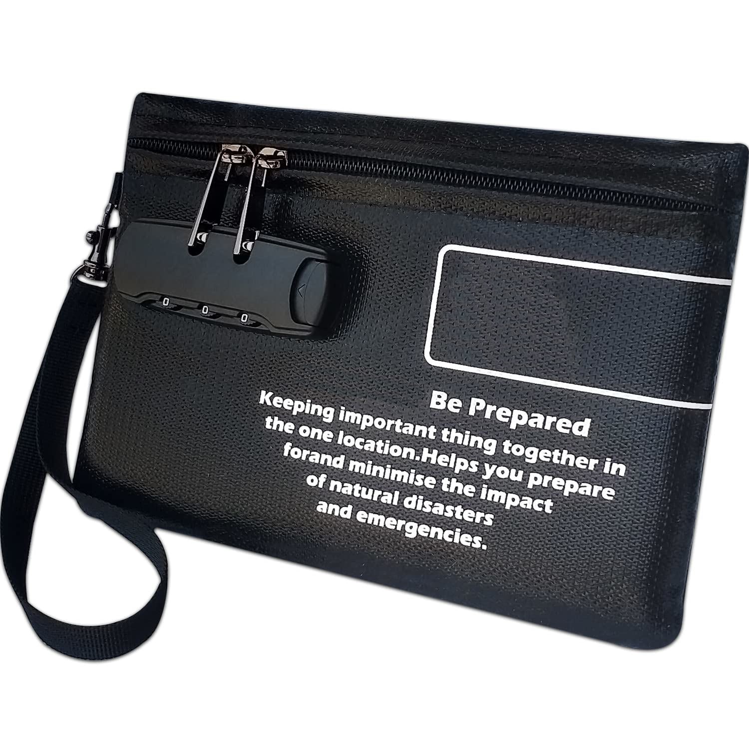 Etokfoks small fireproof and water resistant money bag with three digit combination lock silicone coated fiberglass zipper pouch #LETWVIBLP