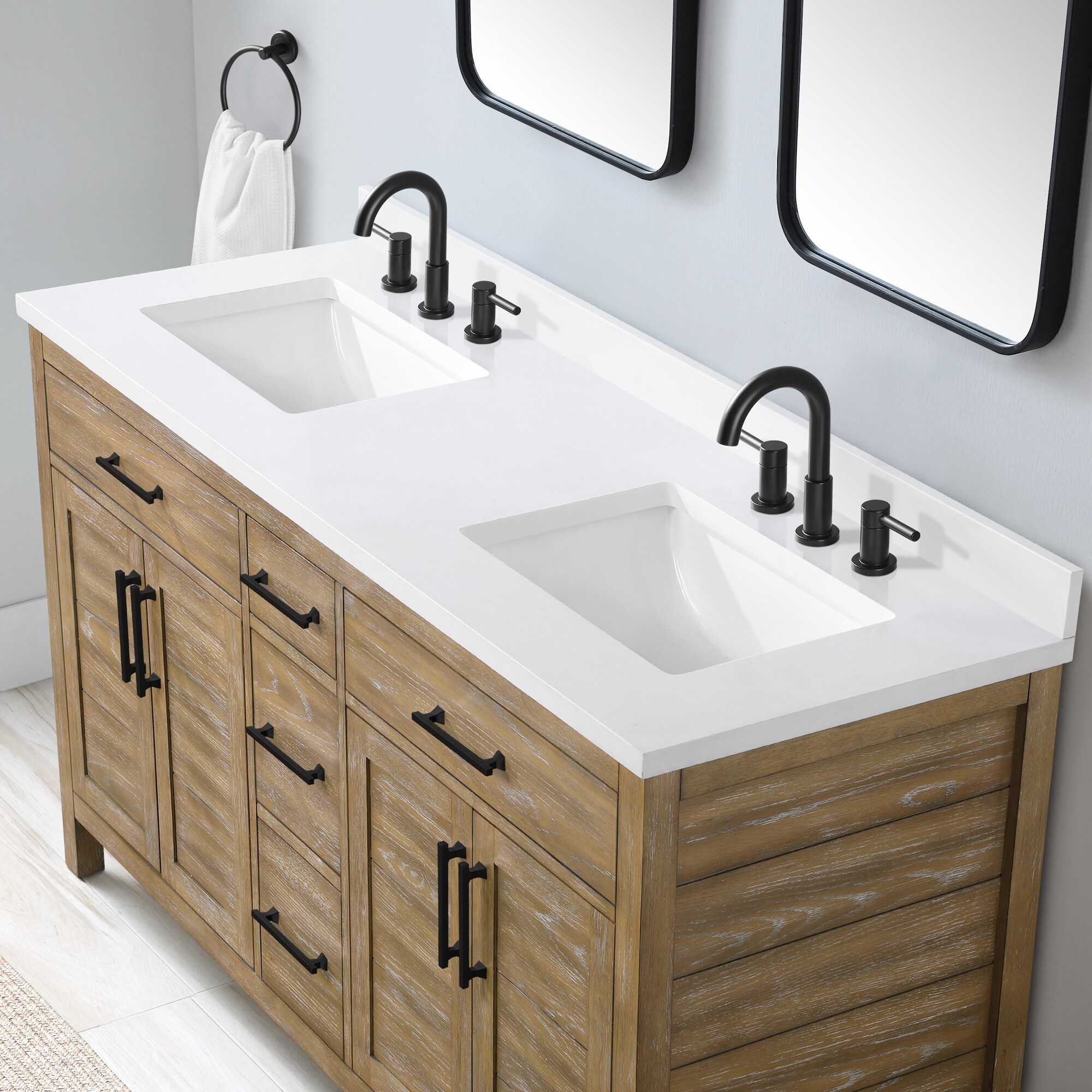 allen + roth Finkley 60-in Antique Light Oak Undermount Single Sink ...