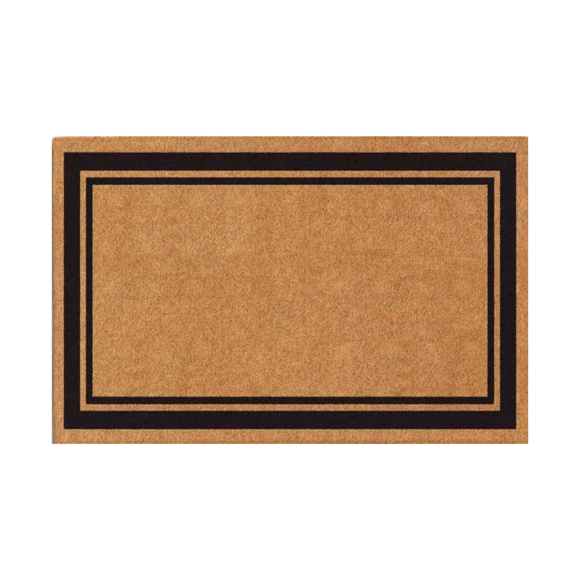 Ottomanson 17-in x 30-in Brown Framed Border Coir Non-Slip Grip Indoor or outdoor Welcome Door Mat