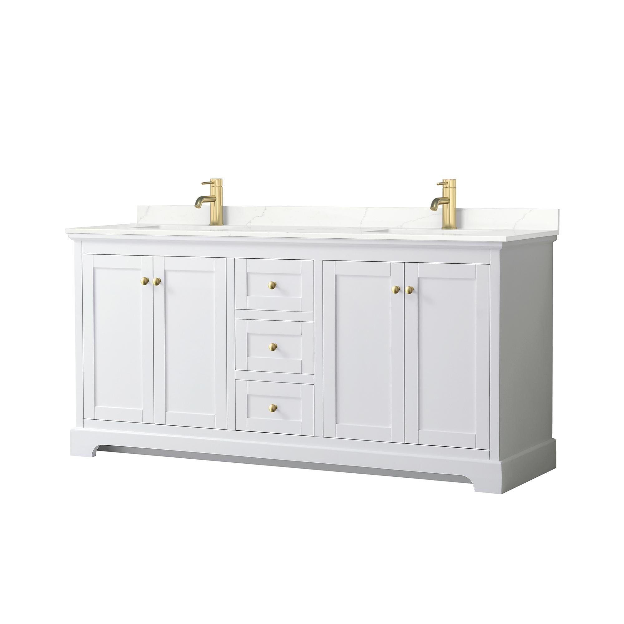 Wyndham Collection WCV232372DWGGTUNSMXX Avery 72-in White Undermount Double Sink Bathroom Vanity with Giotto Quartz Top