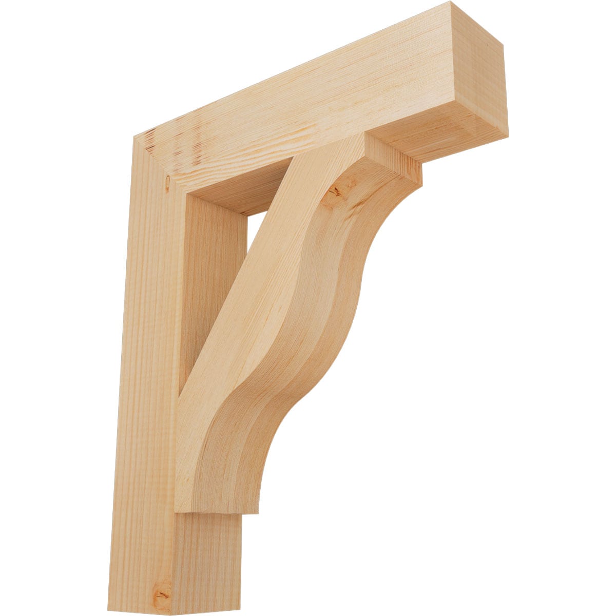 Ekena Millwork BKT04X18X22FST05SDF Funston Block Smooth 3-1/2-in x 18-in x 22-in Douglas fir Brown Wood Standard bracket
