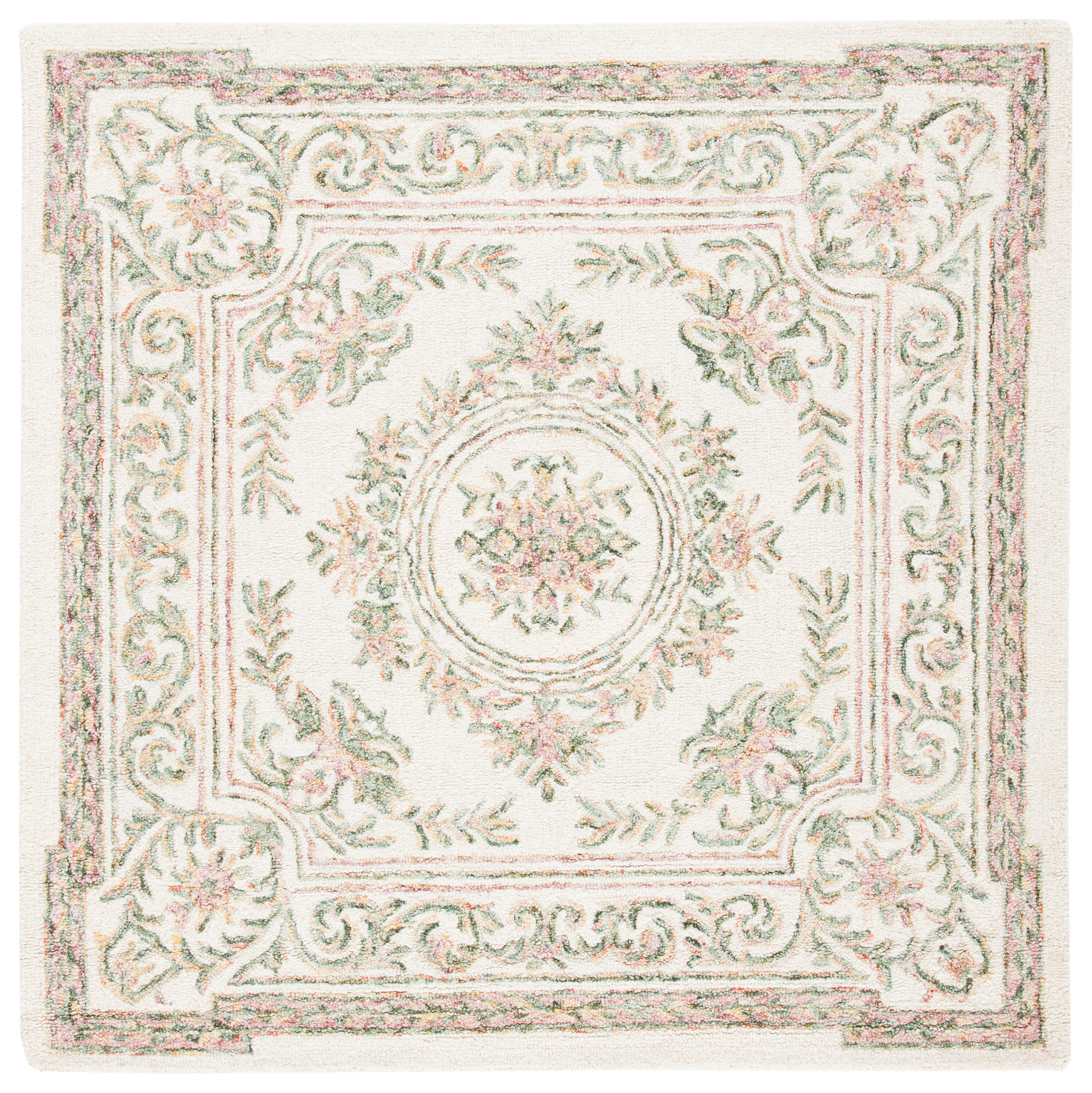 Micro-Loop 902R Ivory Fuchsia 5 x 5 Square Area rug