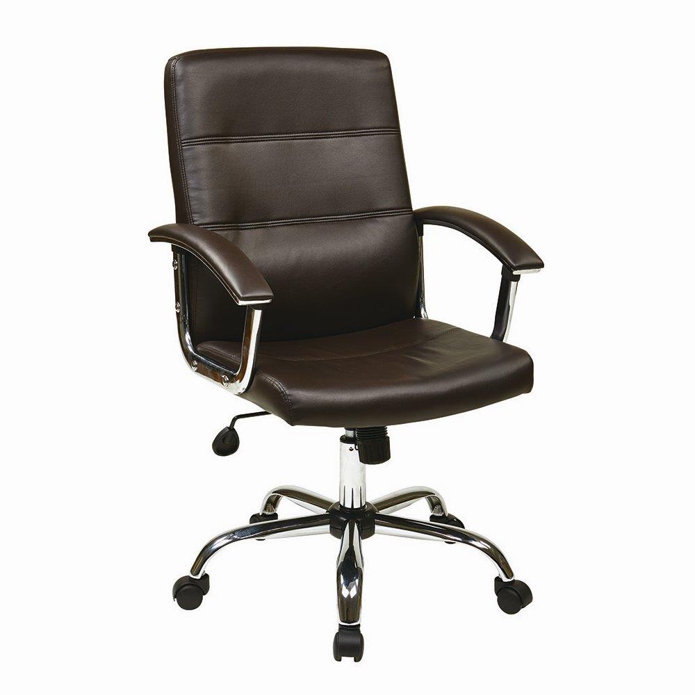 OSP Home Furnishings MAL26-ES Ave Six Espresso Transitional Ergonomic Adjustable Height Swivel Faux Leather Task Chair