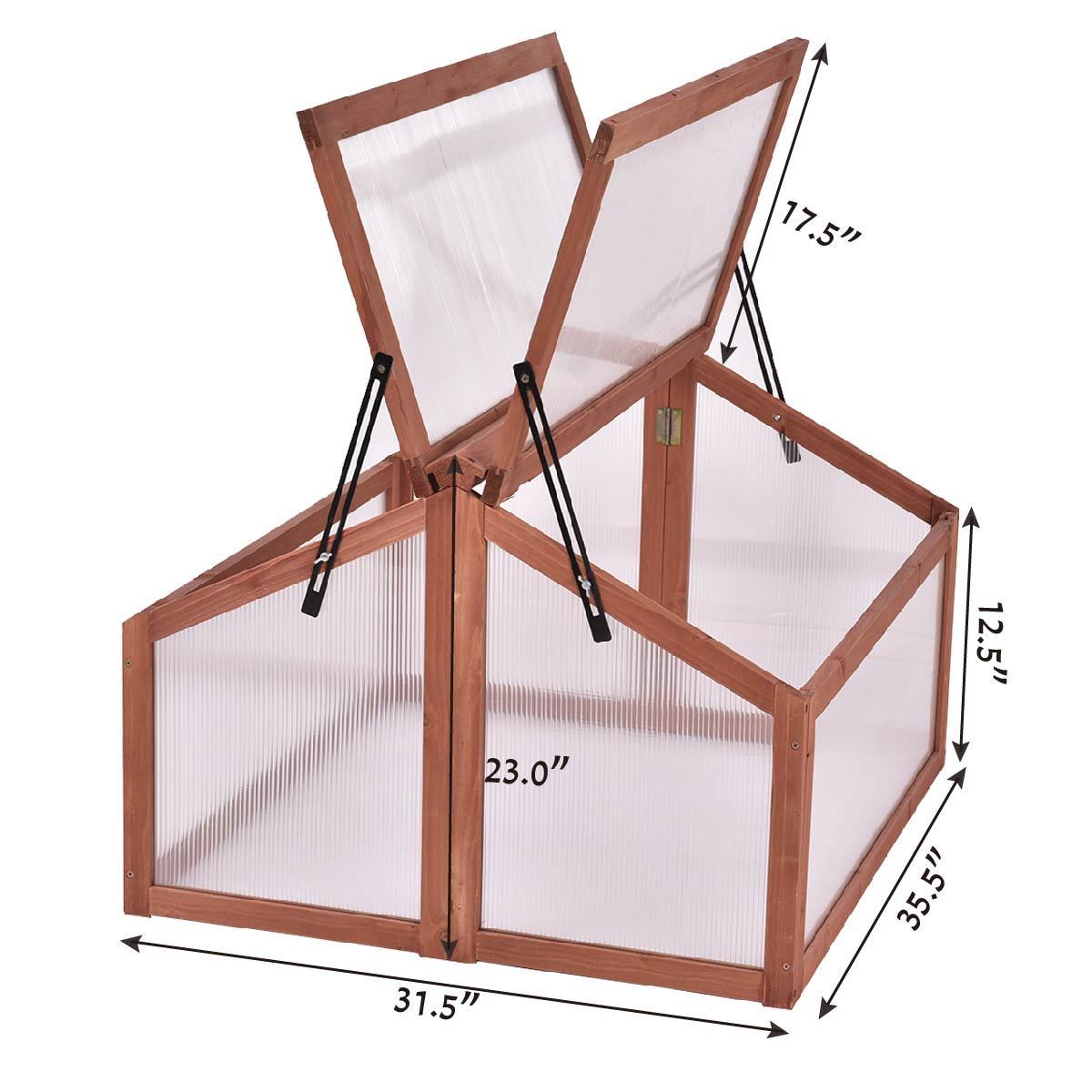 Costway Double Box Garden Wooden Green House Cold Frame Raised Plants 