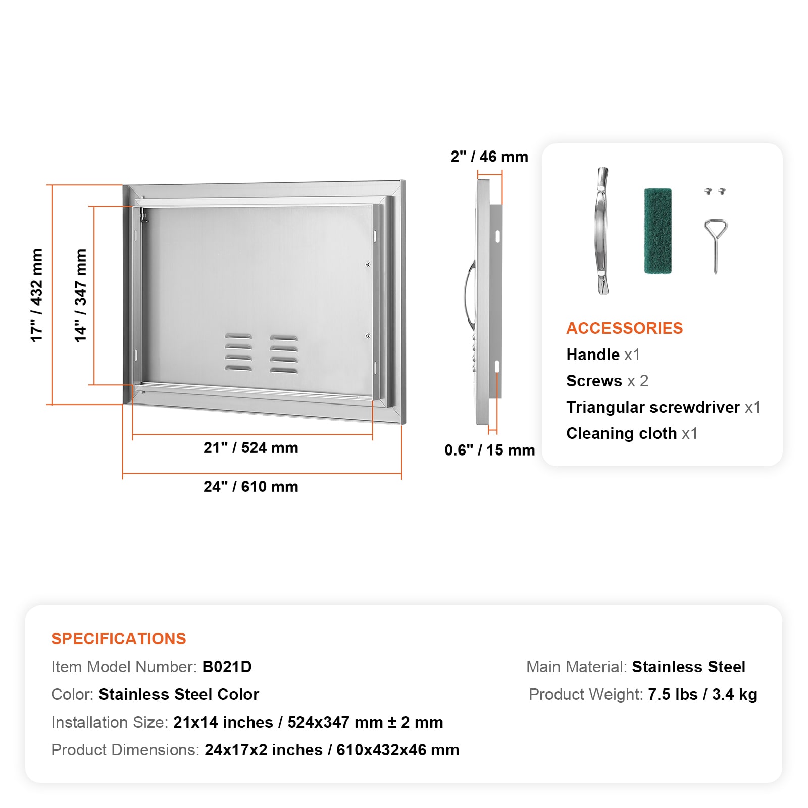 VEVOR DMMBSCJMYS24NIM7FV0 Builtin-Grill-Cabinet-Parts - View #10