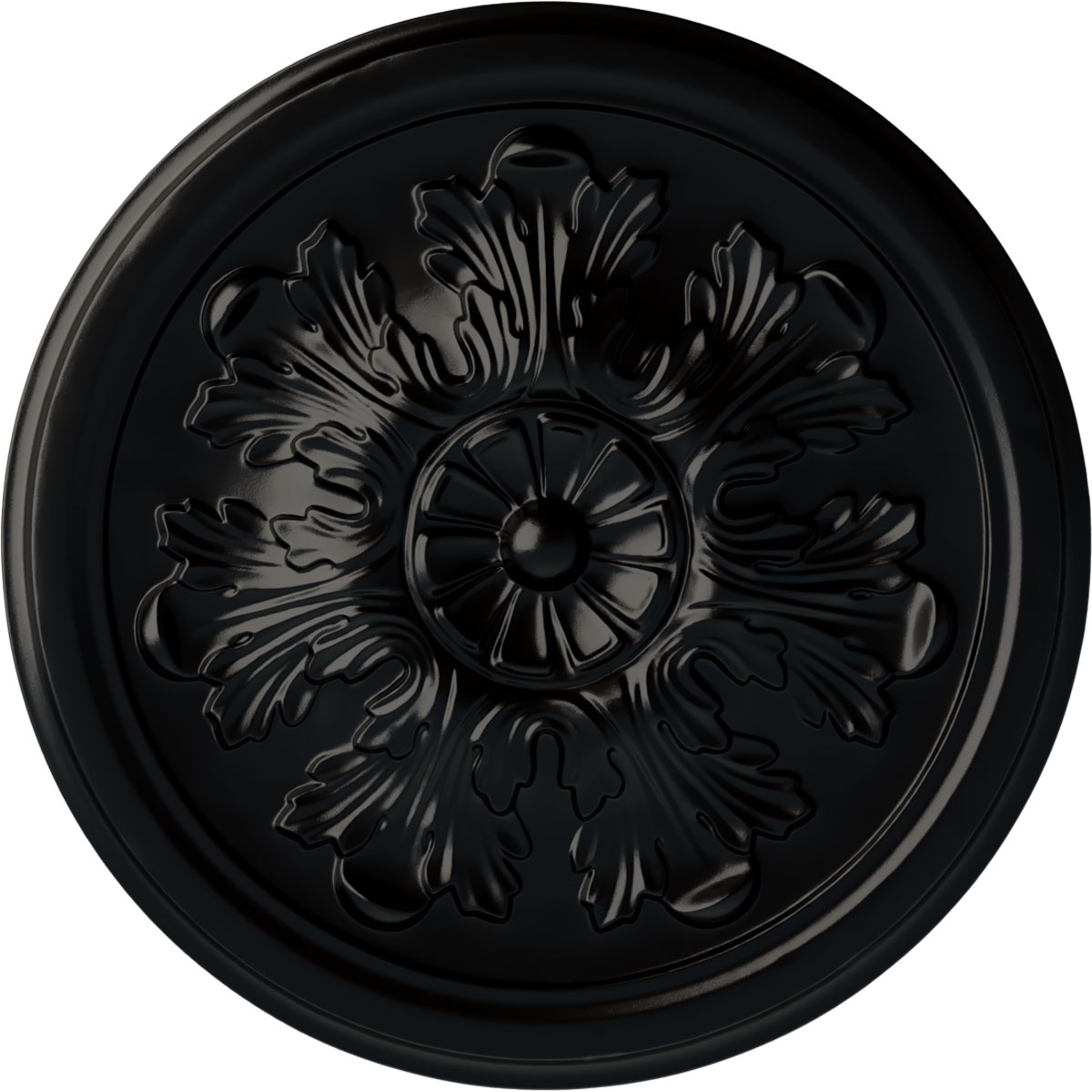 Ekena Millwork CM12LEBLF Legacy Acanthus 12.75-in W x 12.75-in L Painted Jet Black Polyurethane Whole Ceiling Medallion