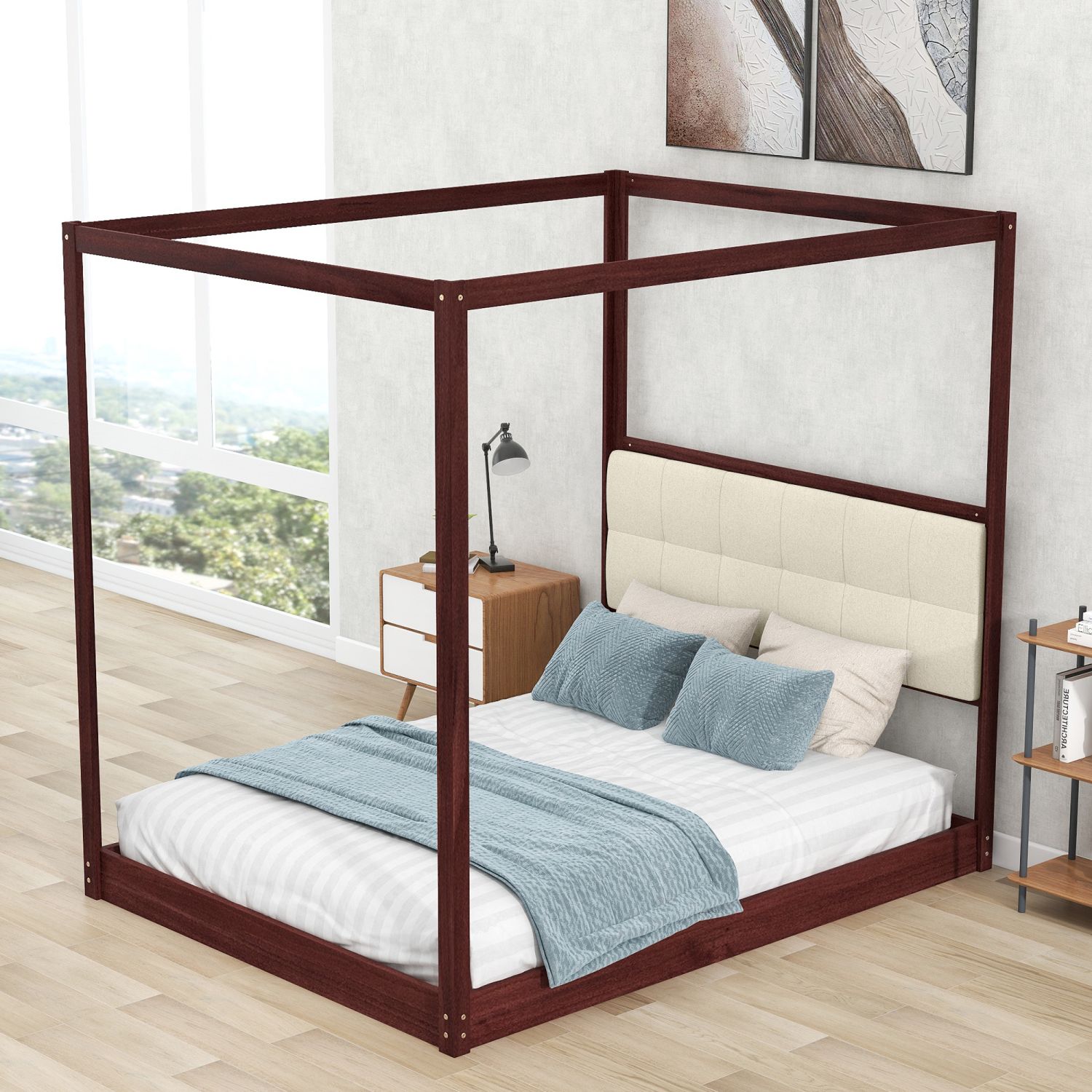 JASMODER GX000540AAP Espresso Queen Composite Platform Bed