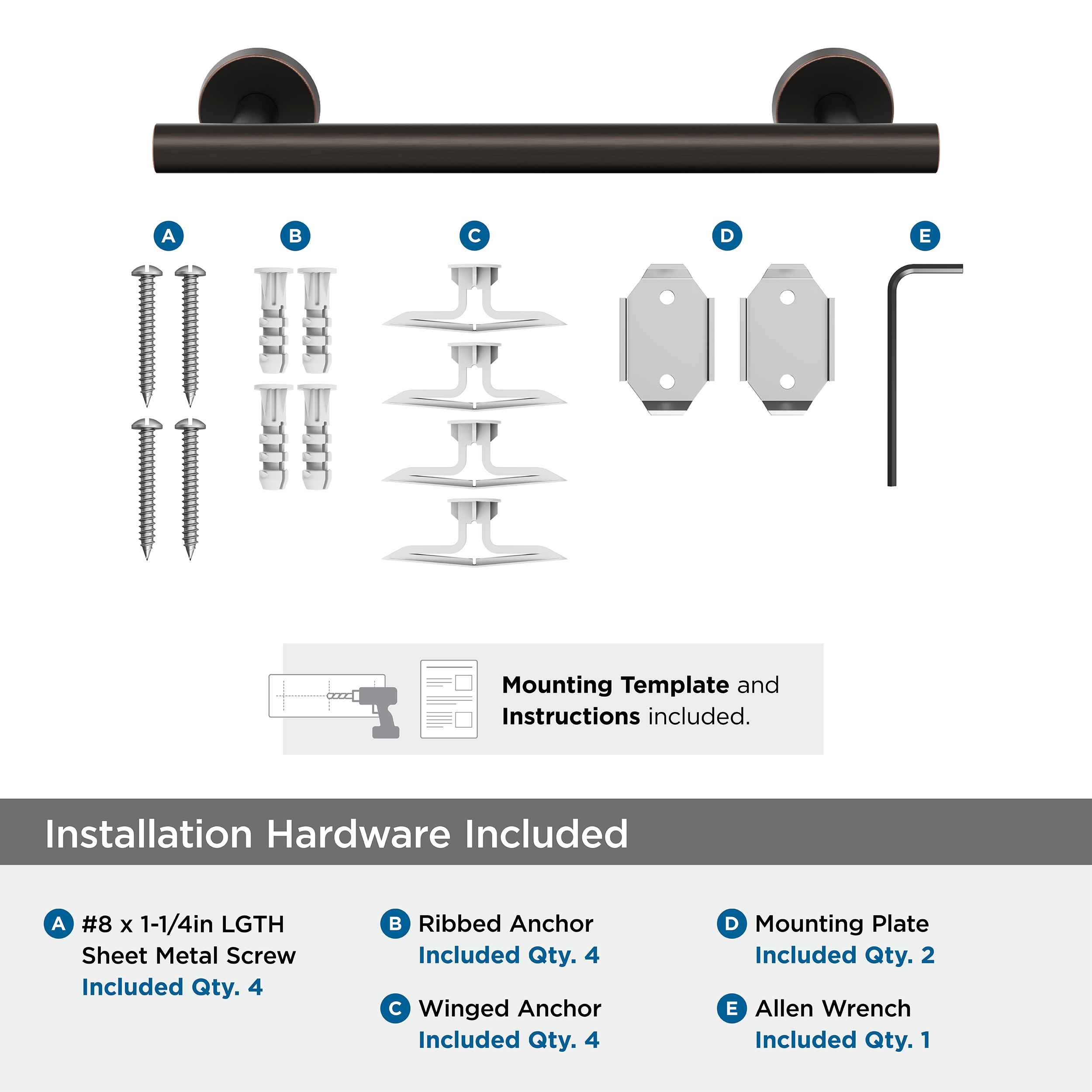 Oil-Rubbed Bronze Wall Mounted 9-Inch Towel Bar