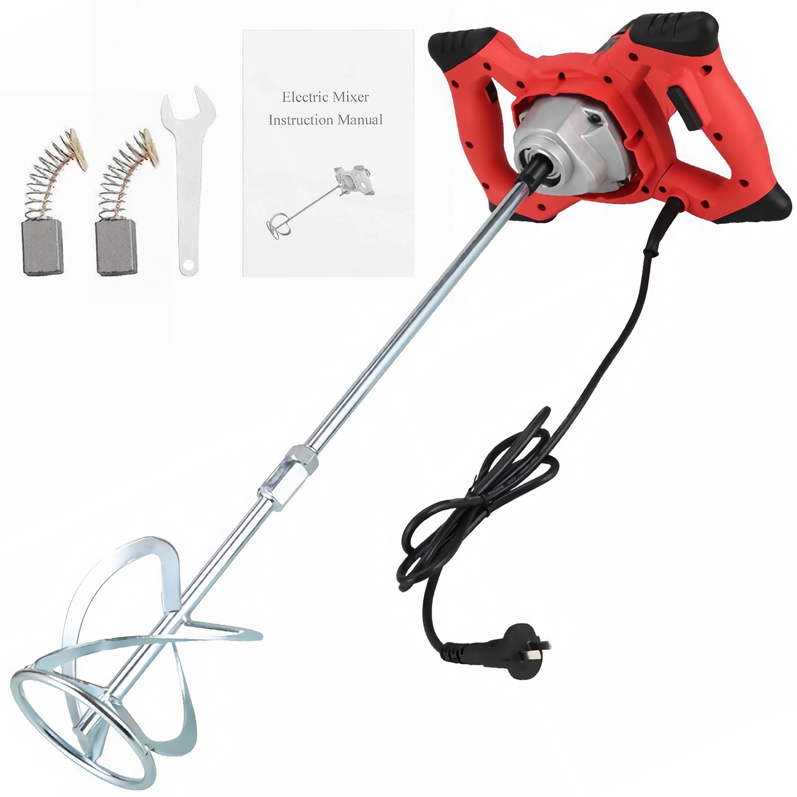 Ahfiwaso  2100W Electric Concrete Mixer Machine 6 Speed Adjustable 110V Portable Mud Mixer for Mixing Concrete Mortar Plaster Paint and Fodder