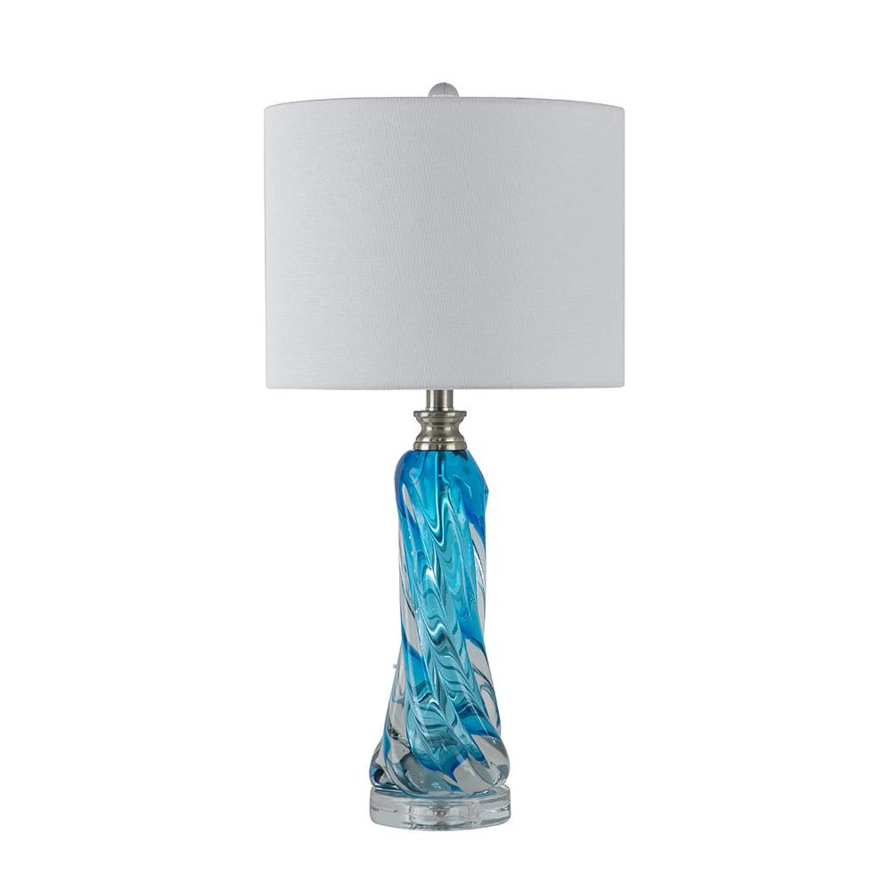 A&B Home 70335 A and B Home 26 in H Drum-Shaped Blue and White  Glass Table Lamp for Nightstand, Dresser, Living Room, Bedroom, Foyer, Entryways, Kids Room, Dining Room
