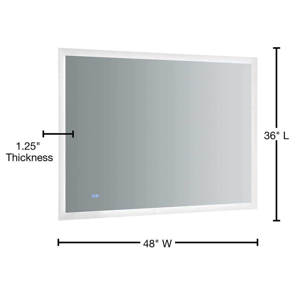 Sleek 48"x36" Frameless Bathroom Vanity Mirror with LED Halo & Fog-Free Technology