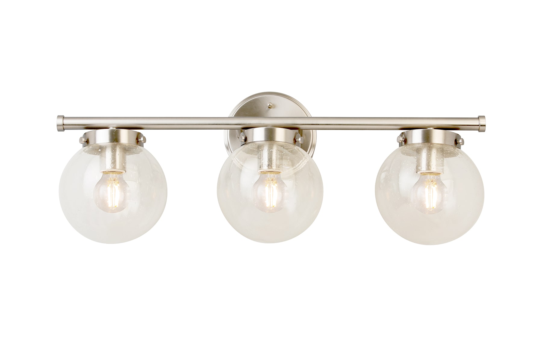 brushed nickel globe vanity light