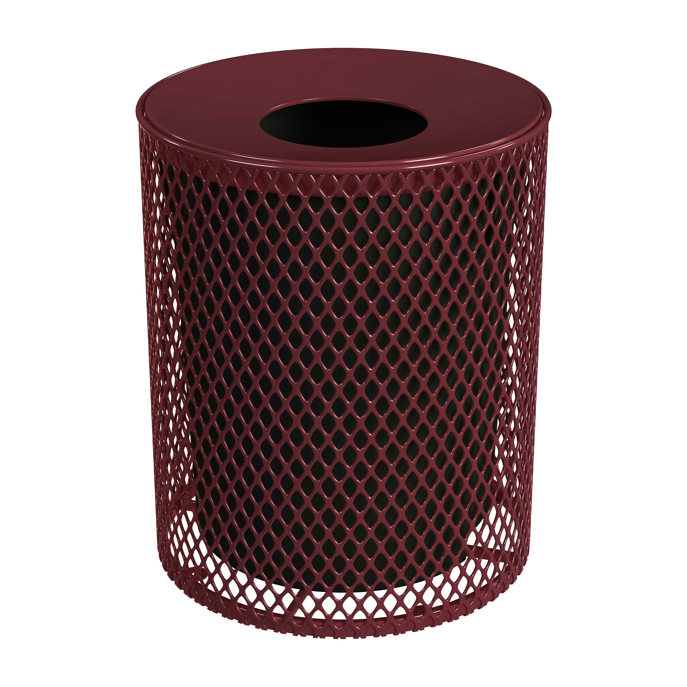 LeisureCraft 32 Gallon Burgundy Steel Kitchen Detached Lid Trash Can