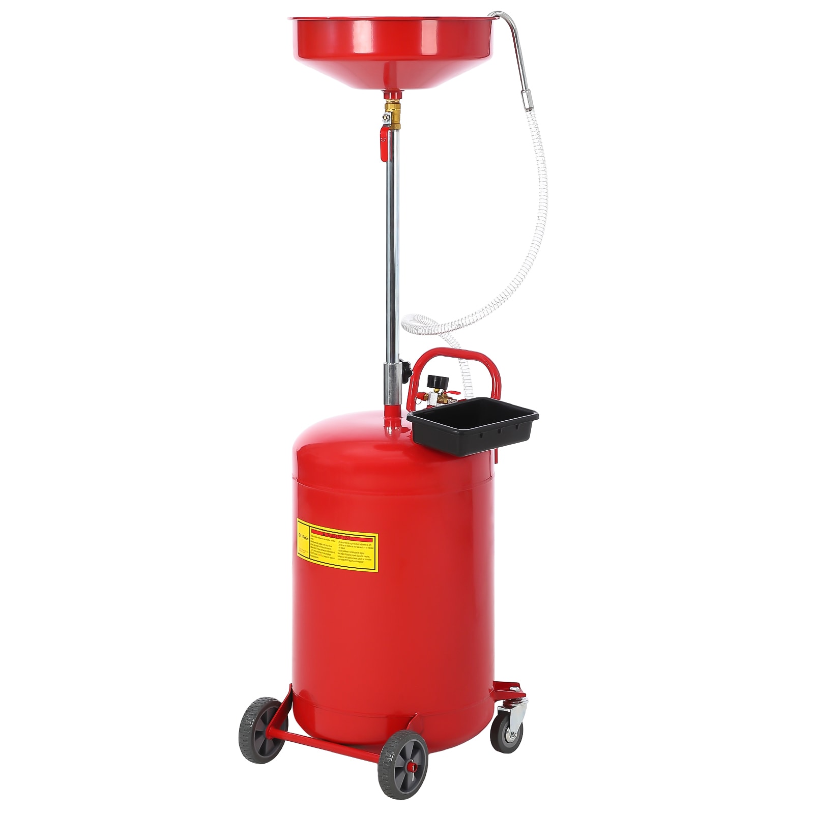 Garvee - Vertical 20 Gallon Oil Drain Collector Red Metal Waste Oil Pan with Funnel for Automotiv...