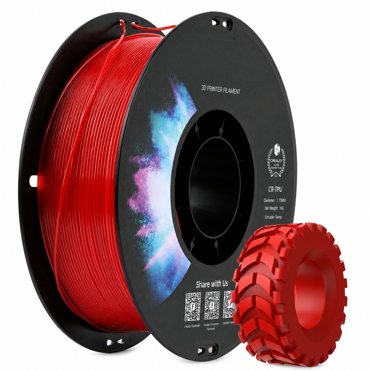 Linder Group Inc TPU Filament 1 Point 75mm Red Flexible 1kg High ...