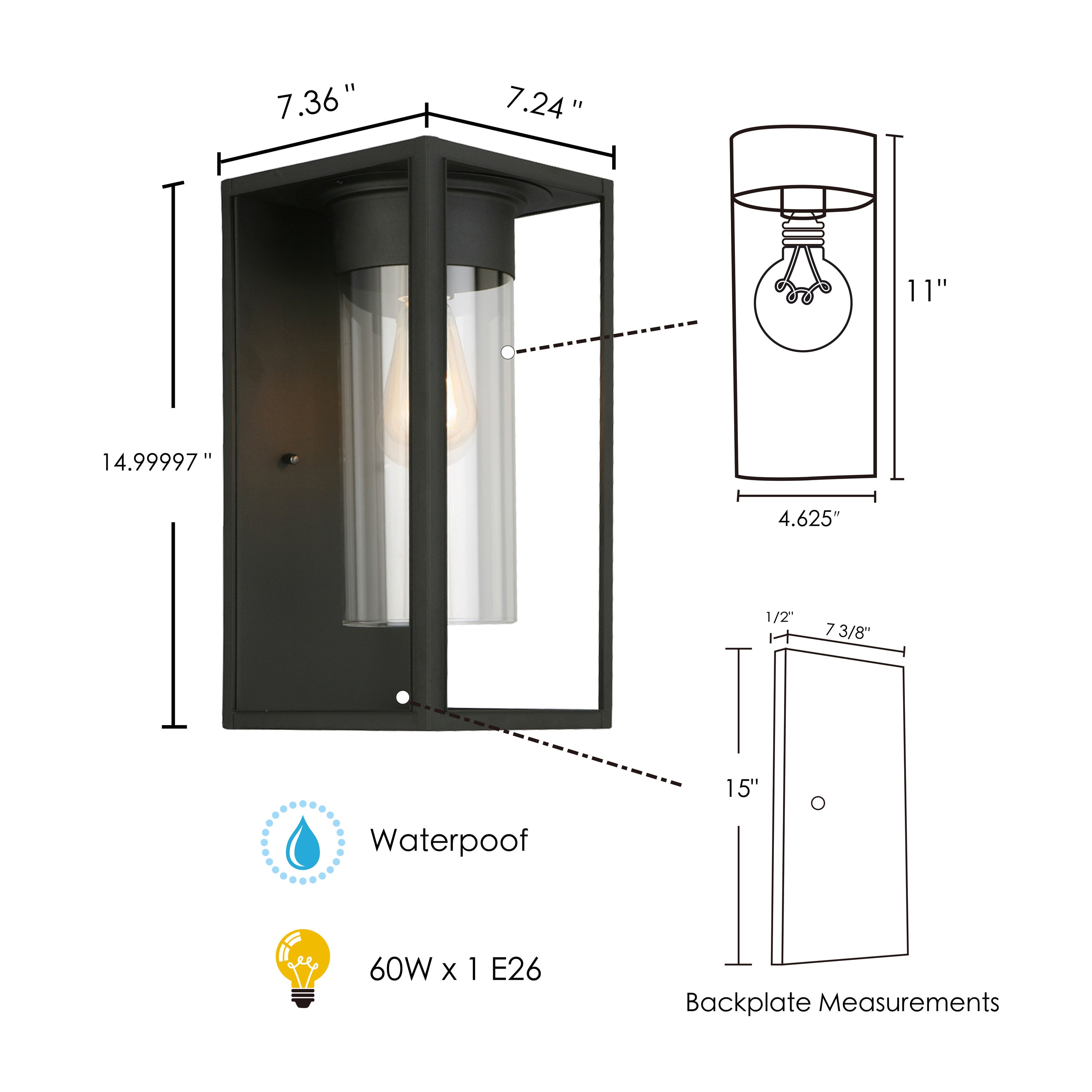 Walker Hill Matte Black Cylinder LED Sconce with Clear Glass