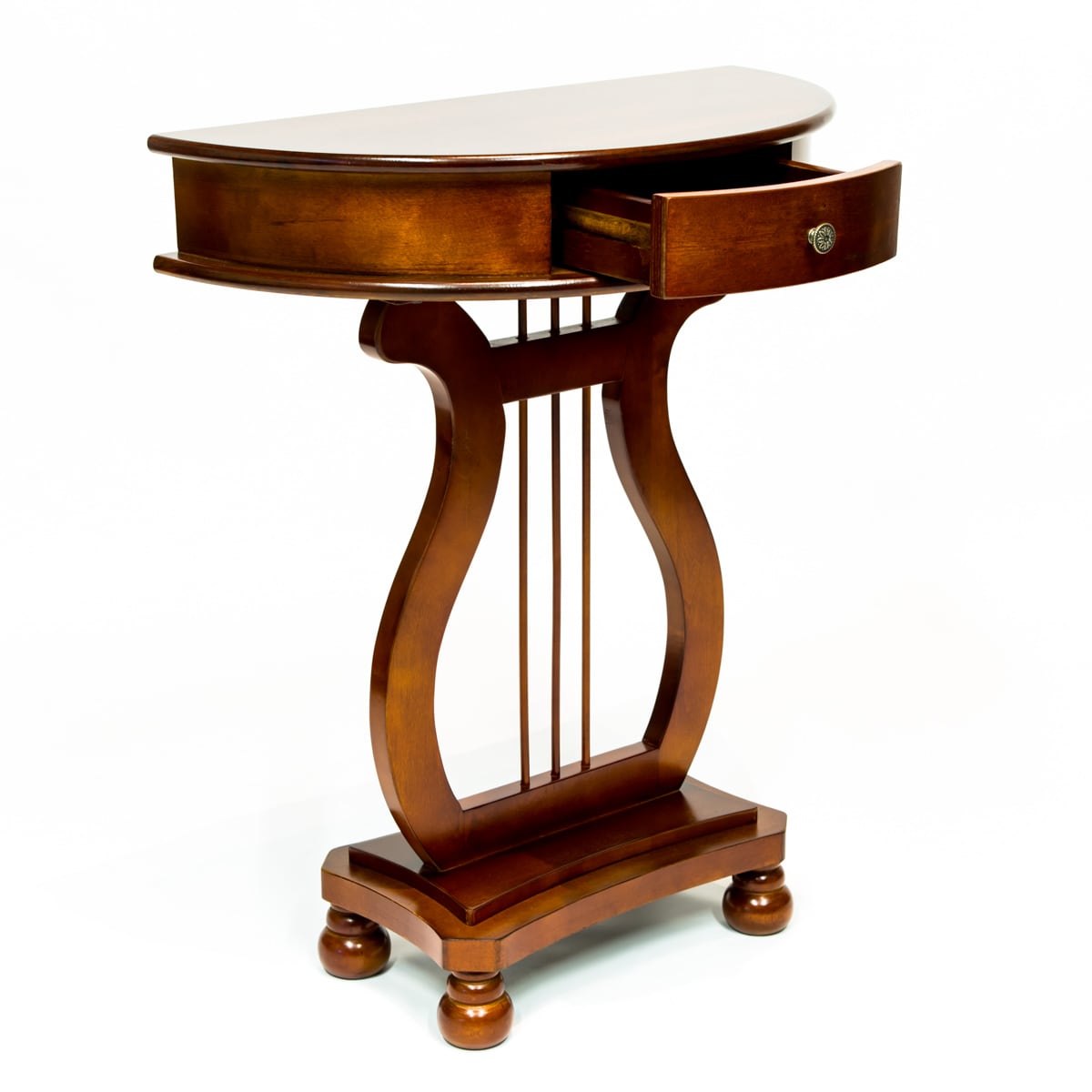 Cherry Wood Harp Table with Storage Drawer