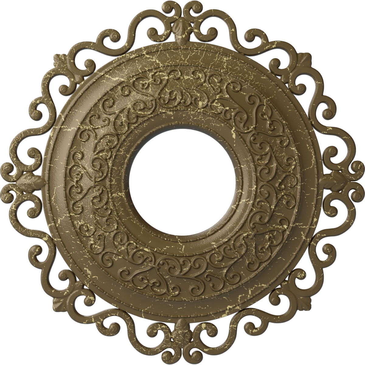 Ekena Millwork CM22ORMMC Orrington 22-in W x 22-in L Painted Mississippi Mud Crackle Polyurethane Whole Ceiling Medallion