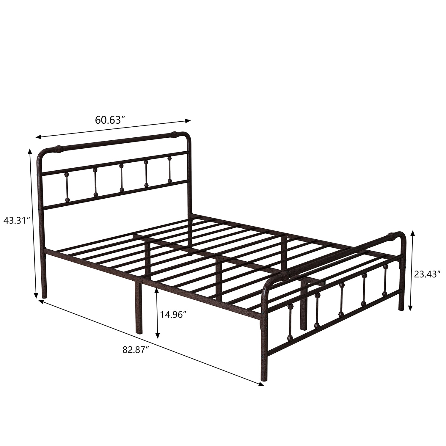 GZMR Queen Metal Platform Bed Frame in Victorian Style Black Queen ...