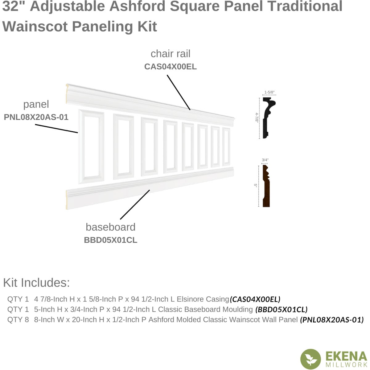 Ekena Millwork WPKUSQ041P032 Wall-Panels - View #2