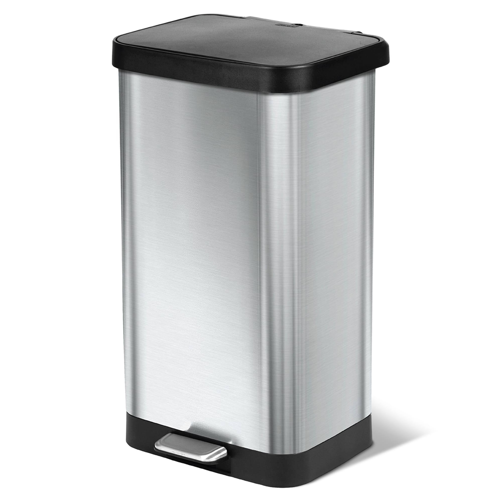 Glad  Step Trash Can Soft Close Lid Bin with Odor Protection 20 Gal Stainless
