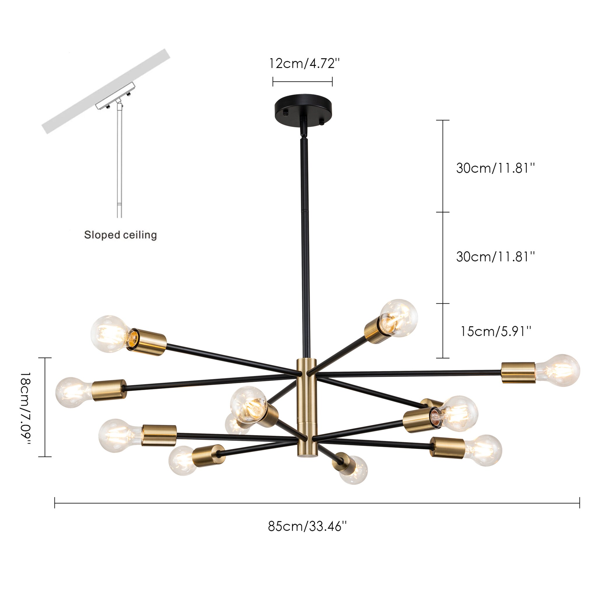 Y'INSP Colello 12-Light Brushed Brass Modern/Contemporary Led, Dry ...