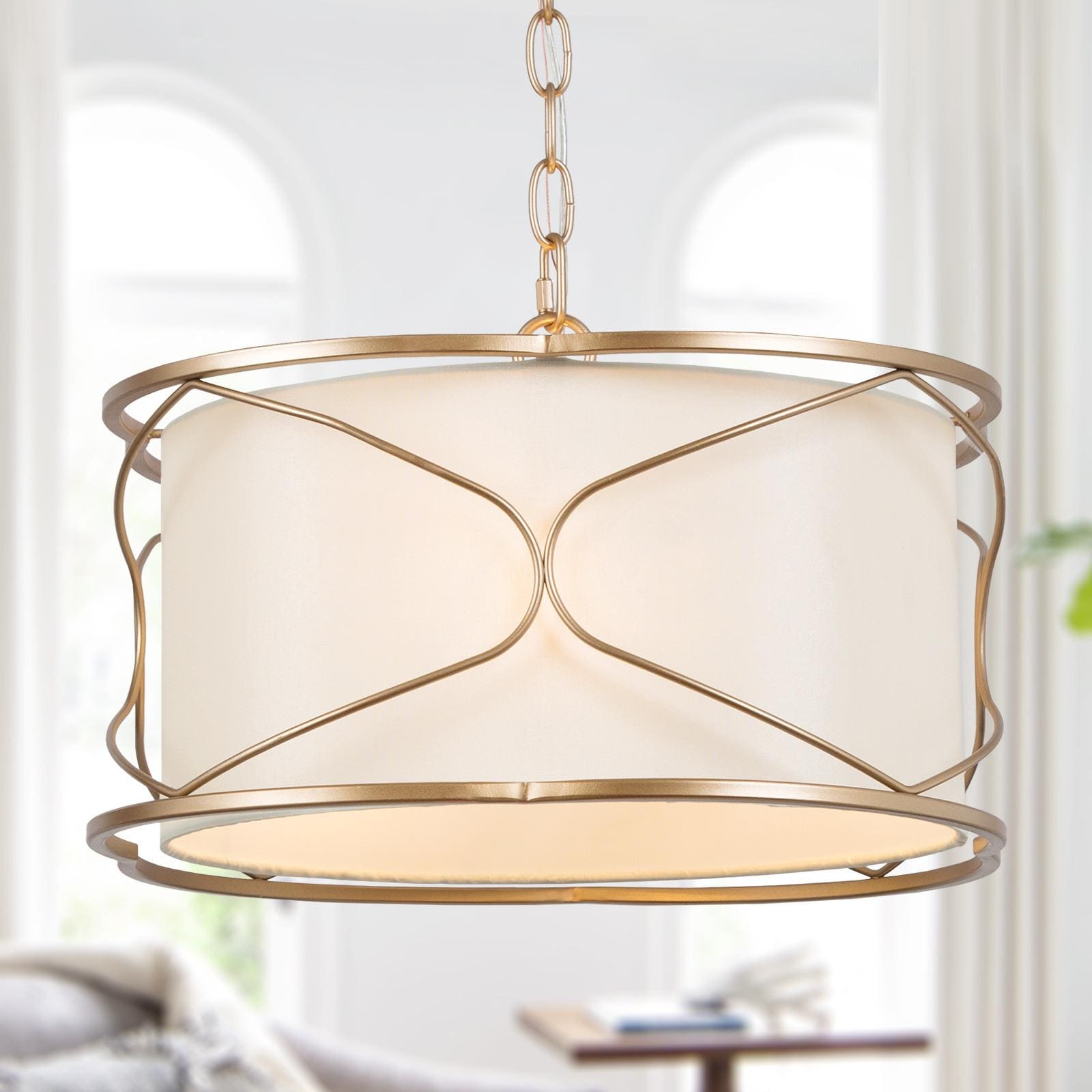 Uolfin 2IJVEB-LWS23944-S7 3 -Light Matte Brass Modern/contemporary Cage For Use in Bedrooms, Dining Rooms, Foyers, Kitchens, Living Rooms Chandelier