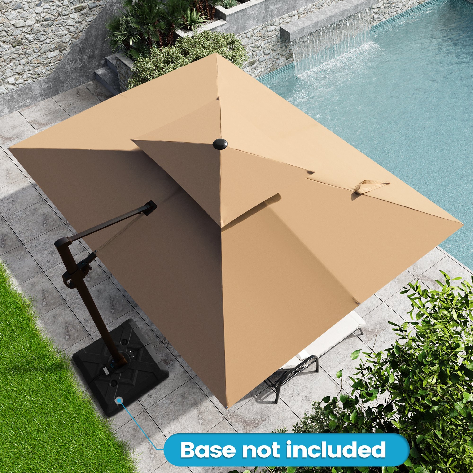 Crestlive Products CL-PU060TAN 11-ft Aluminum Tan Slide-tilt Cantilever Patio Umbrella