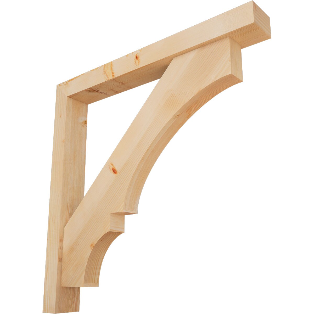 Ekena Millwork 1462162 Balboa Block Smooth Bracket with Offset Brace Douglas Fir Wood Standard Bracket