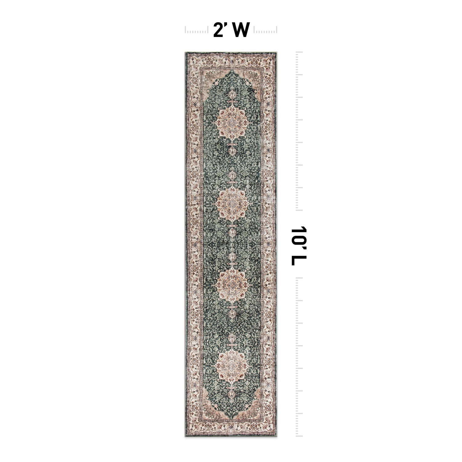 World Rug Gallery WR84GREEN2X10 Stanford 2 x 10 (ft) Flatweave Green Rectangular Indoor Distressed/Overdyed Oriental Machine washable Pet Friendly Runner rug