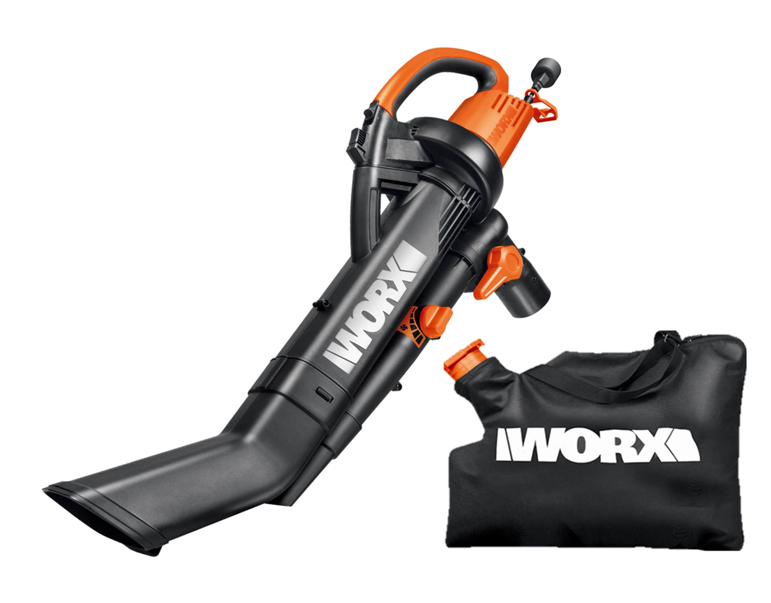 Image of Worx corded leaf blower cleaning up yard