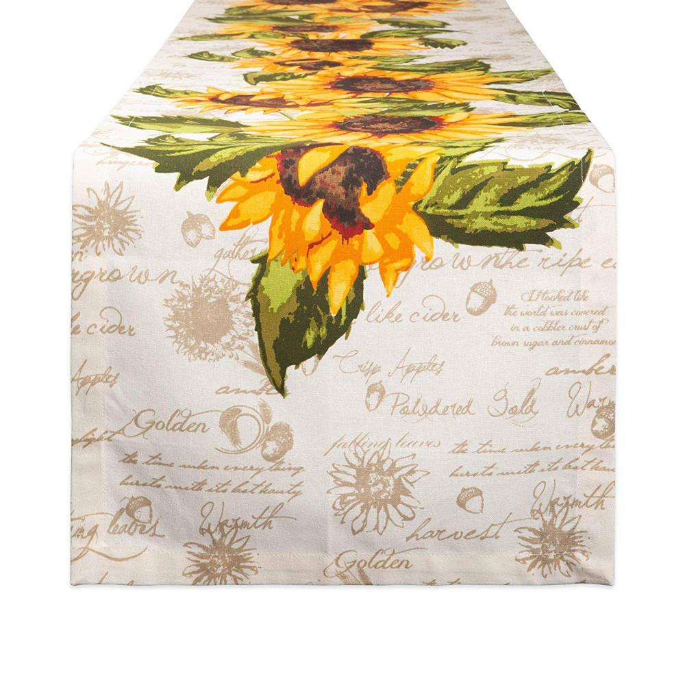 DII Rustic Sunflowers Off-white Table Runner - 14x108 Inches - 100