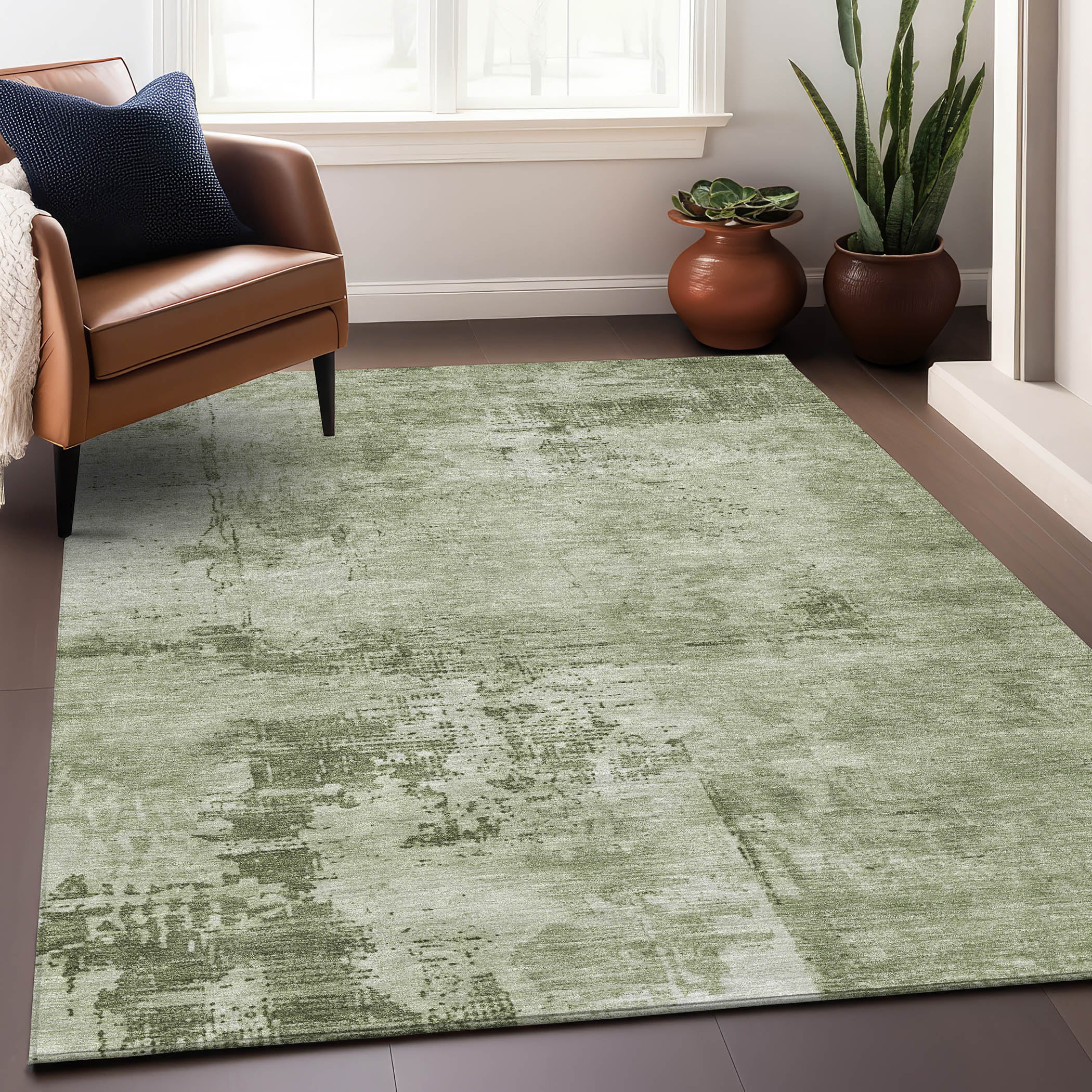 Addison Rugs ACN1062OL30X46 Chantille ACN1062OL 2 x 3 (ft) Polyester Olive Rectangular Indoor/Outdoor Geometric Machine washable Area rug