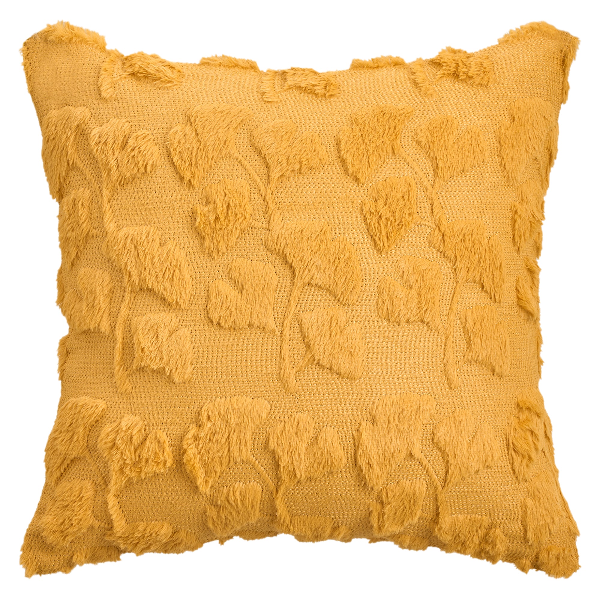 Unique Bargains 1pc Plush Pillow Case Ginkgo Leaf Embroidery Fluffy Modern Throw Pillow Covers for Home Decoration 18 x 18 Inch Yellow
