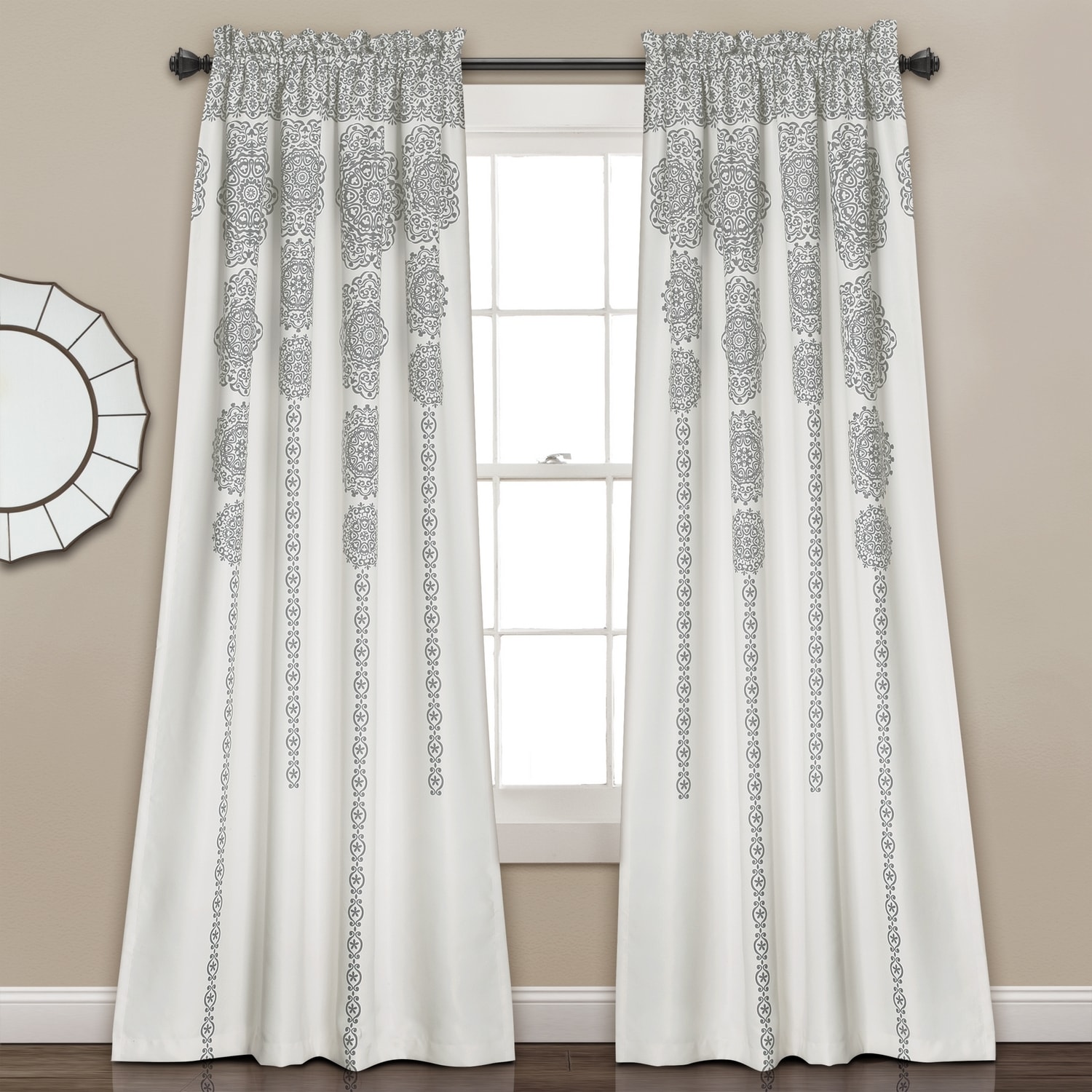 Lush Decor 16T000851 84-Inches Gray Light filtering Rod pocket Curtain panel pair