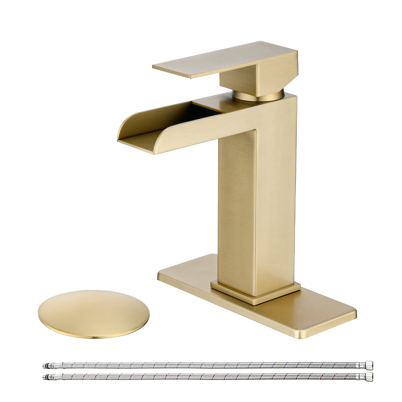 Vanityfus - Waterfall Bathroom Faucet Single Handle Bathroom Sink Faucets 1 or 3 Hole Solid Vanit...