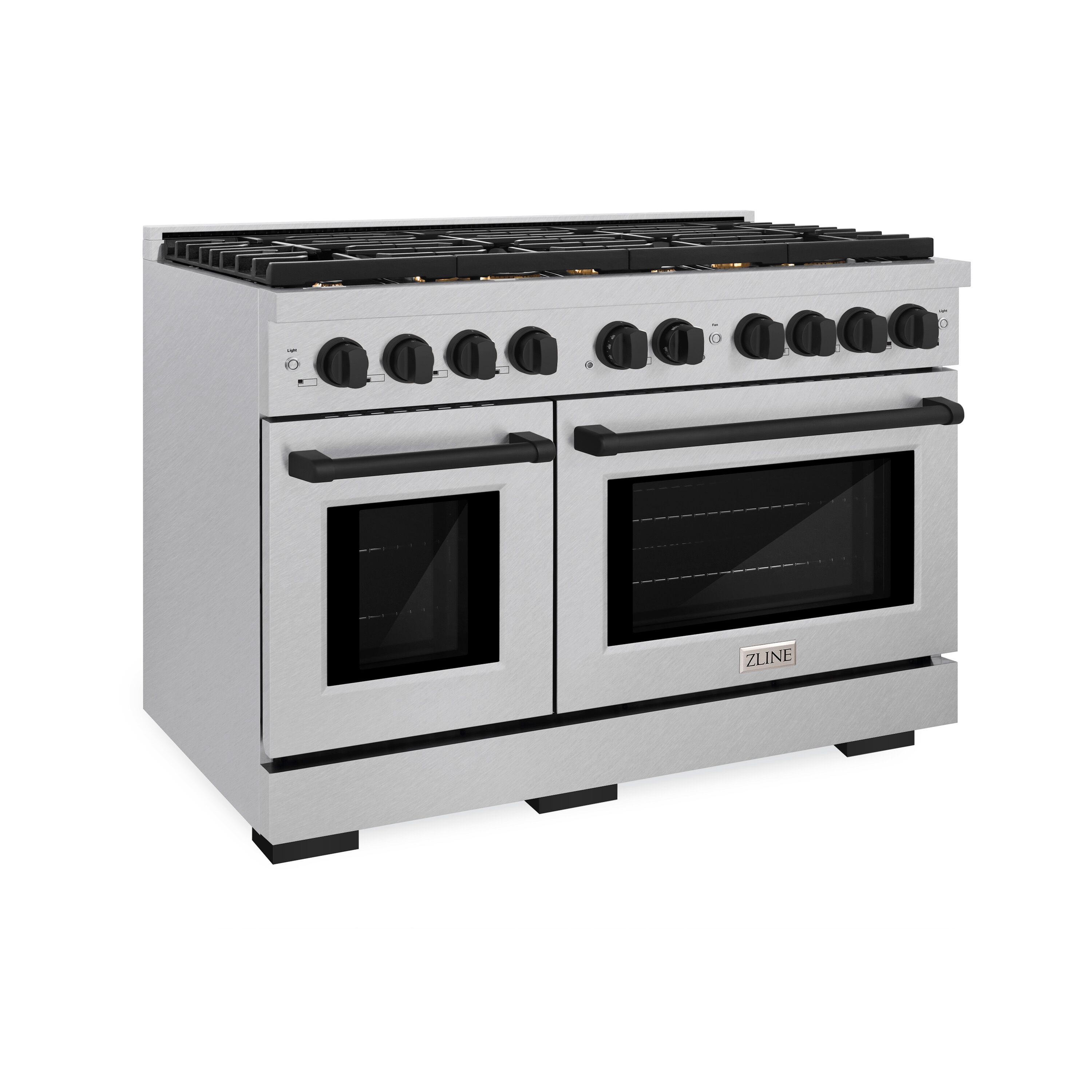 ZLINE KITCHEN & BATH SGRSZ-48-MB Paramount 48-in 8 burners 4.2-cu ft / 2.5-cu ft Convection Oven Freestanding Double Oven Gas Range ( Stainless Steel, Matte Black Accents )