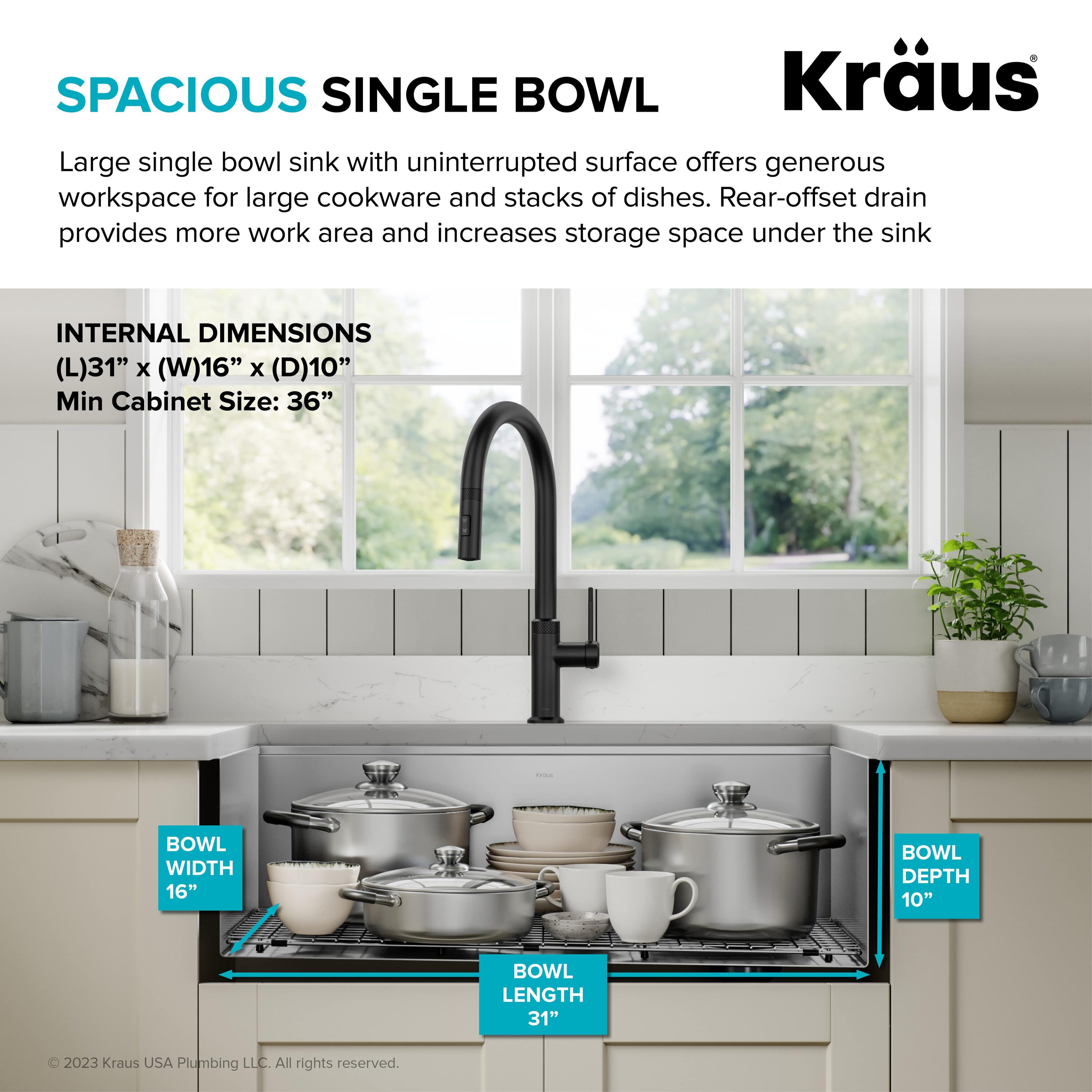 Kraus Kore 33 in. Drop-In / Undermount Workstation16 Gauge Stainless Steel  Single Bowl Kitchen Sink with Accessories 