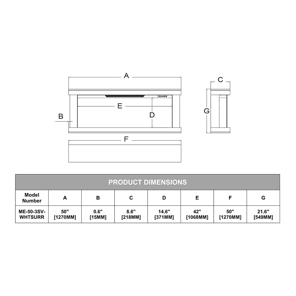 Modern Ember ME-50-3SV-WHTSURR Electric-Fireplaces - View #8