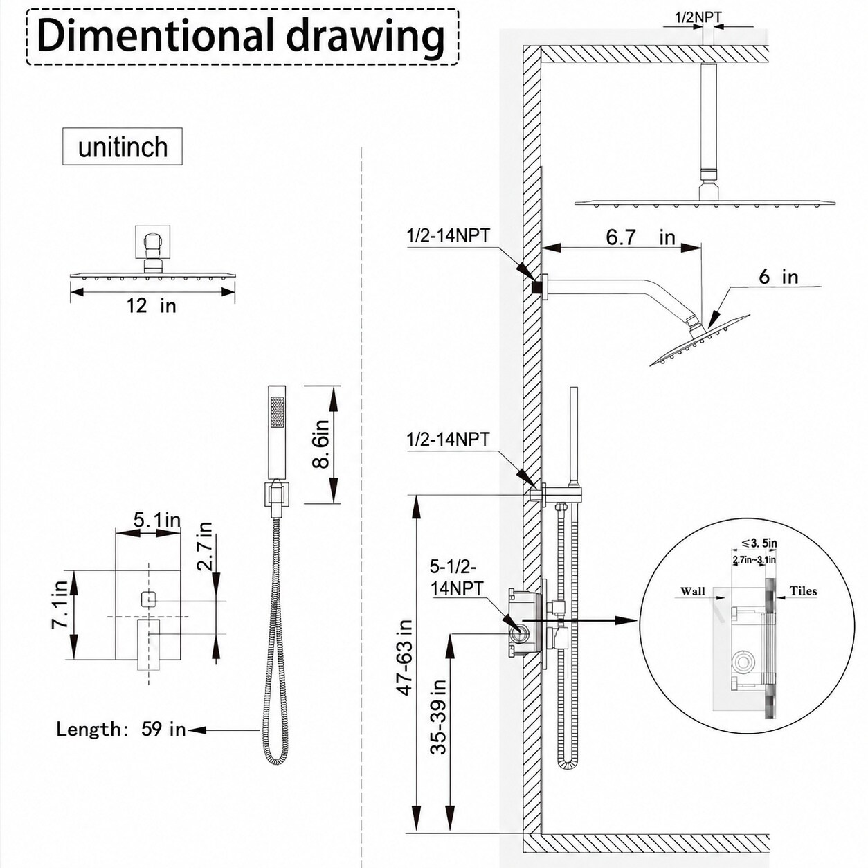 CYIKE LCY0812E266 Fixed-Showerhead - View #7