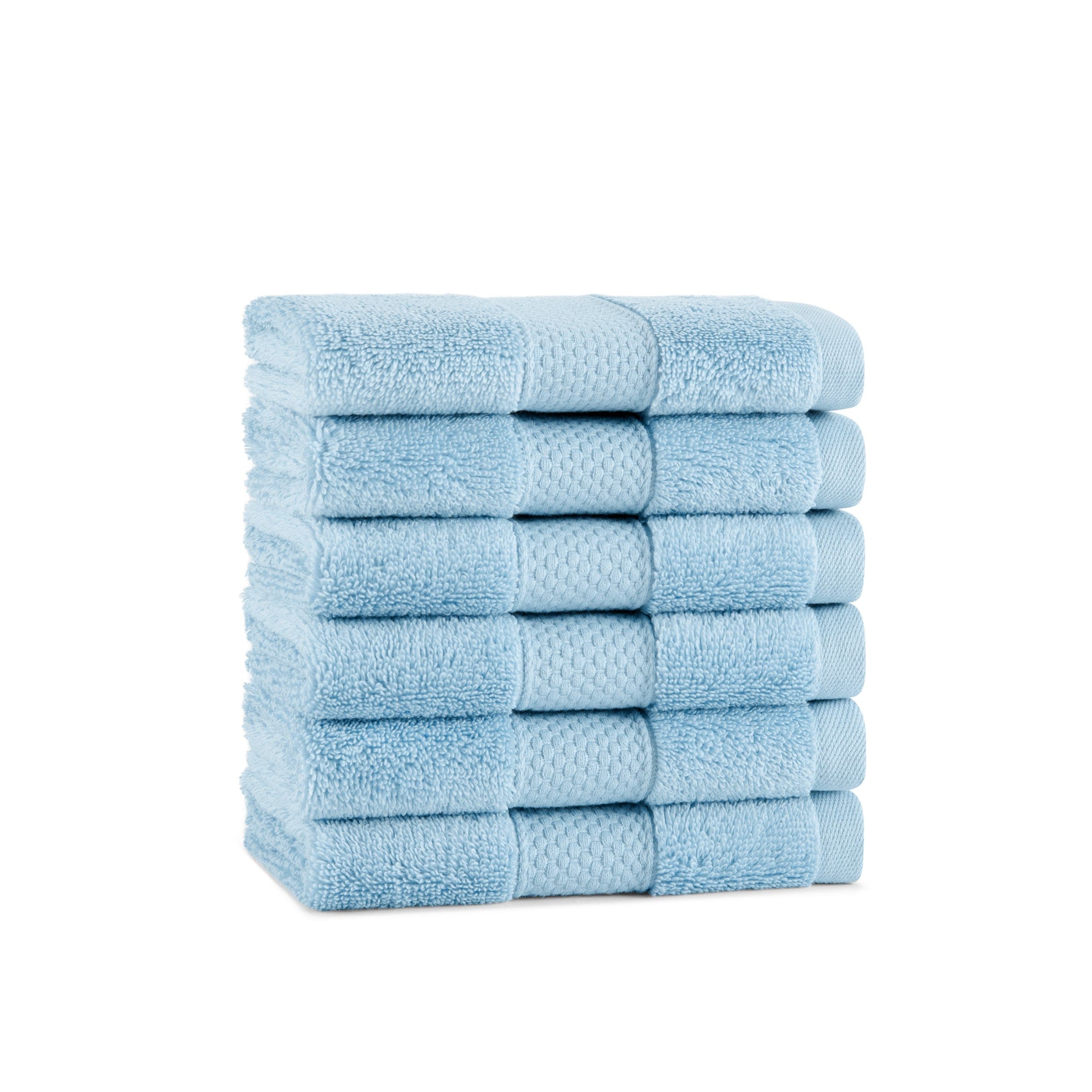 Arkwright Home Aston and Arden Egyptian Cotton Washcloth 13x13 Blue - Pack of 6