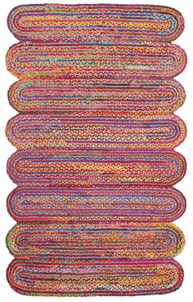 Safavieh CAP208Q-5 Cape Cod Bristol 5 x 8 (ft) Jute Red/Multi Rectangular Indoor Abstract Coastal Area rug