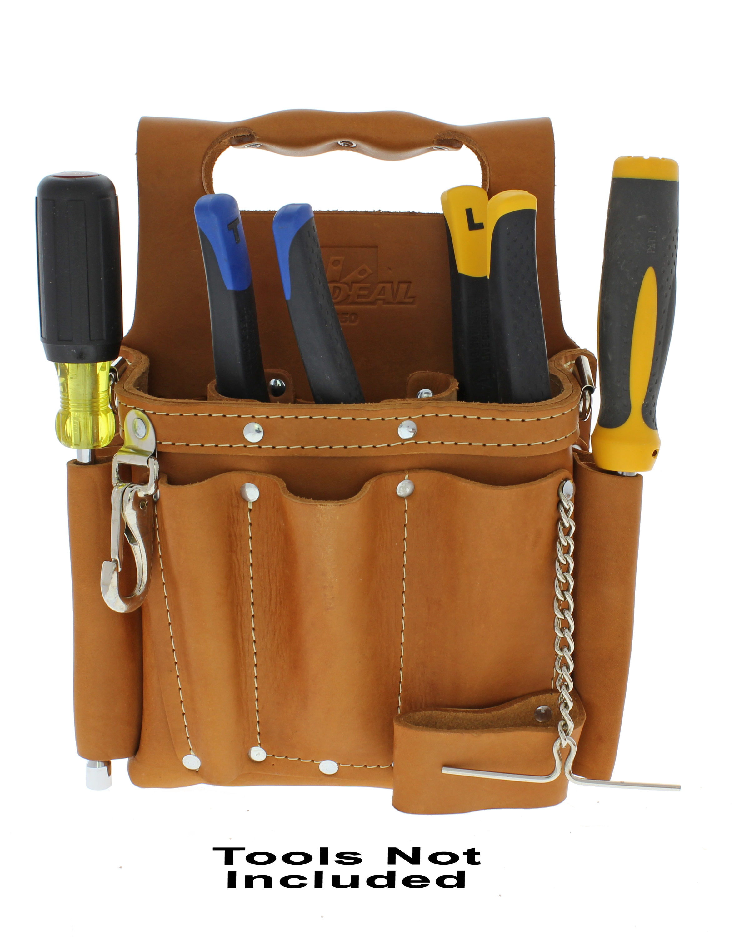 ToolTreaux 9 Pocket Leather Tool Belt Large Hammer Drill Tool Pouch - Blue
