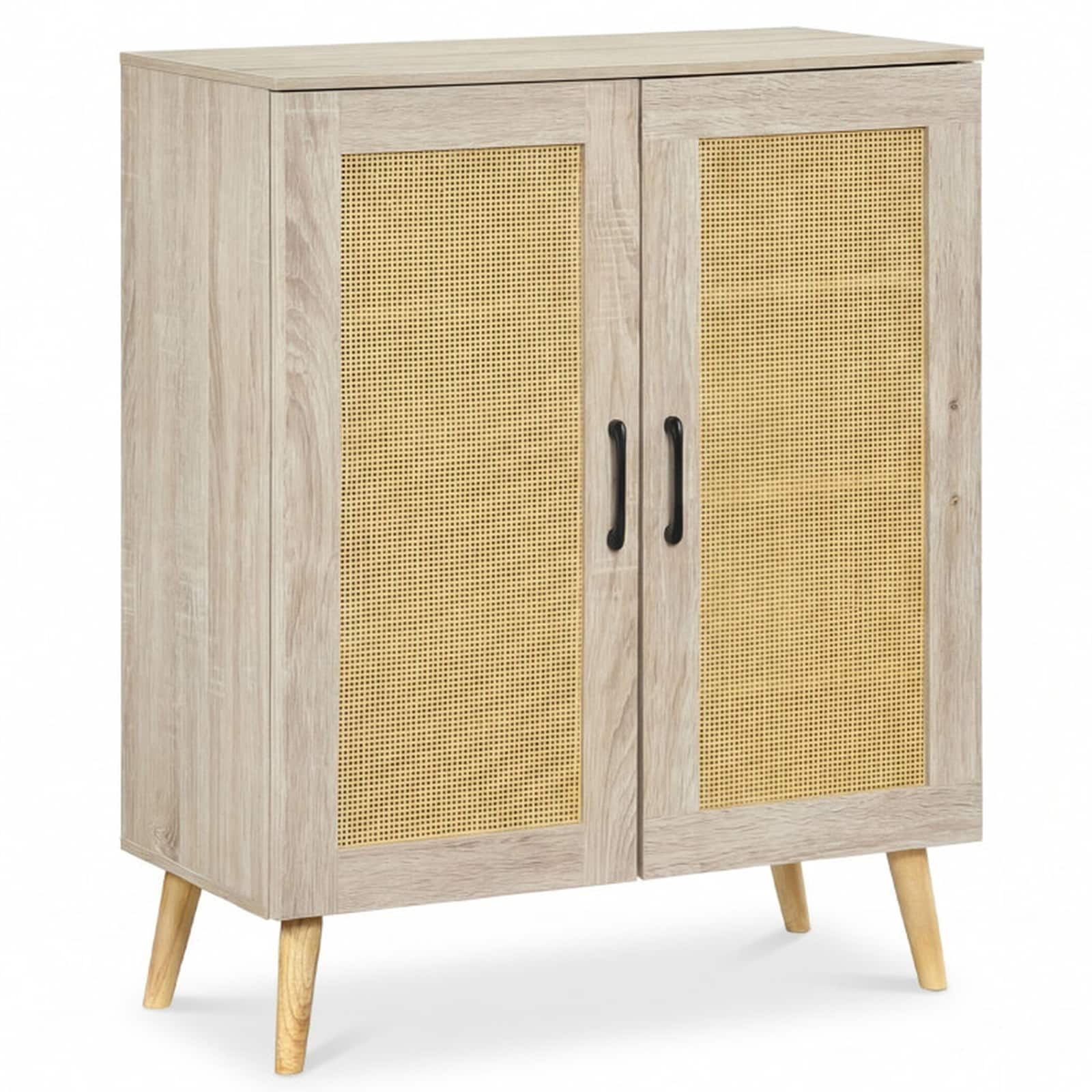 SUGIFT 5-Tier Rattan Shoe Cabinet with 2 Woven Doors and 3 Removable Shelves #LW047SUGHY830