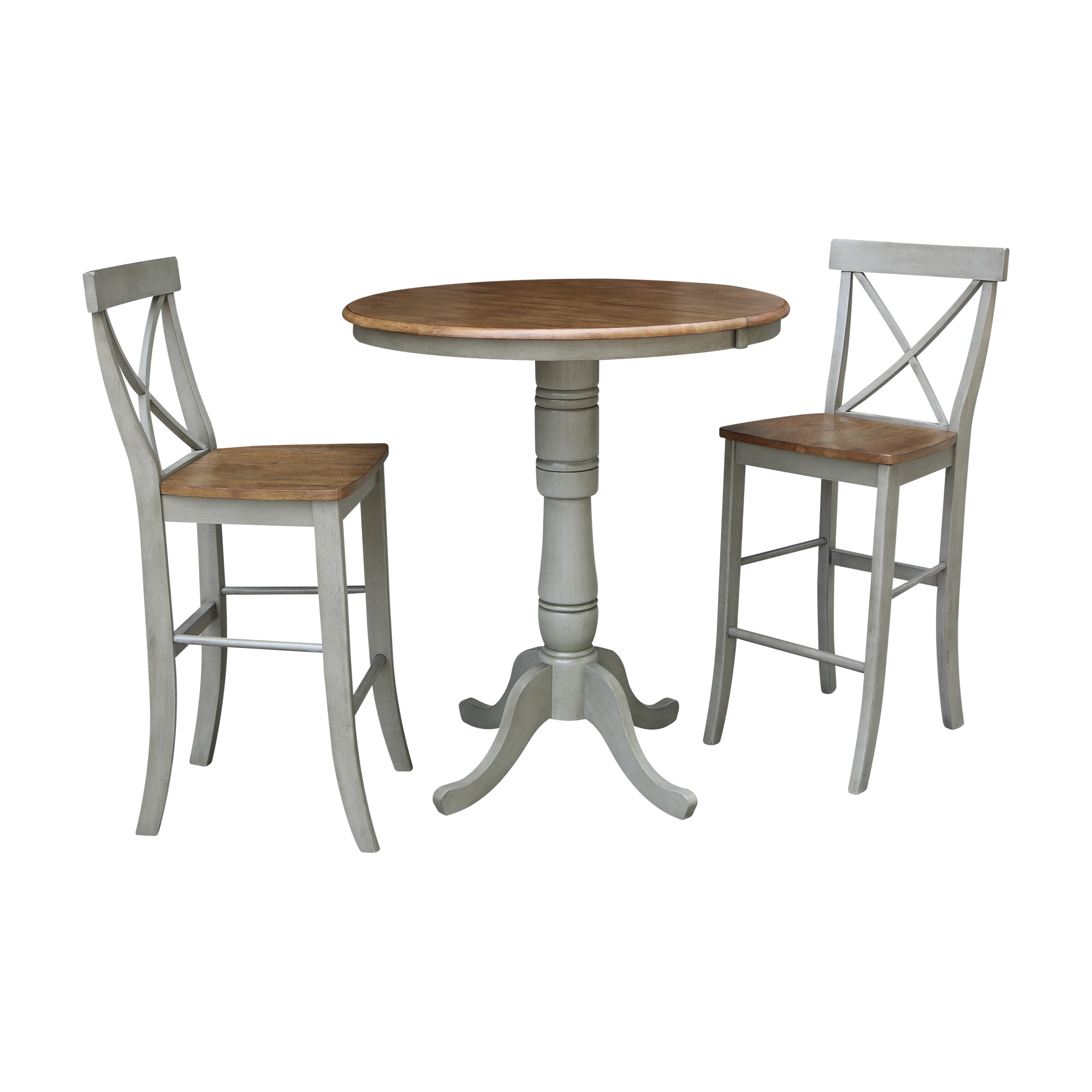 International Concepts K41-36RXT-6B-S6133-2 Distressed hickory/stone Traditional Dining Room Set with Round Table ( Seats 4 )