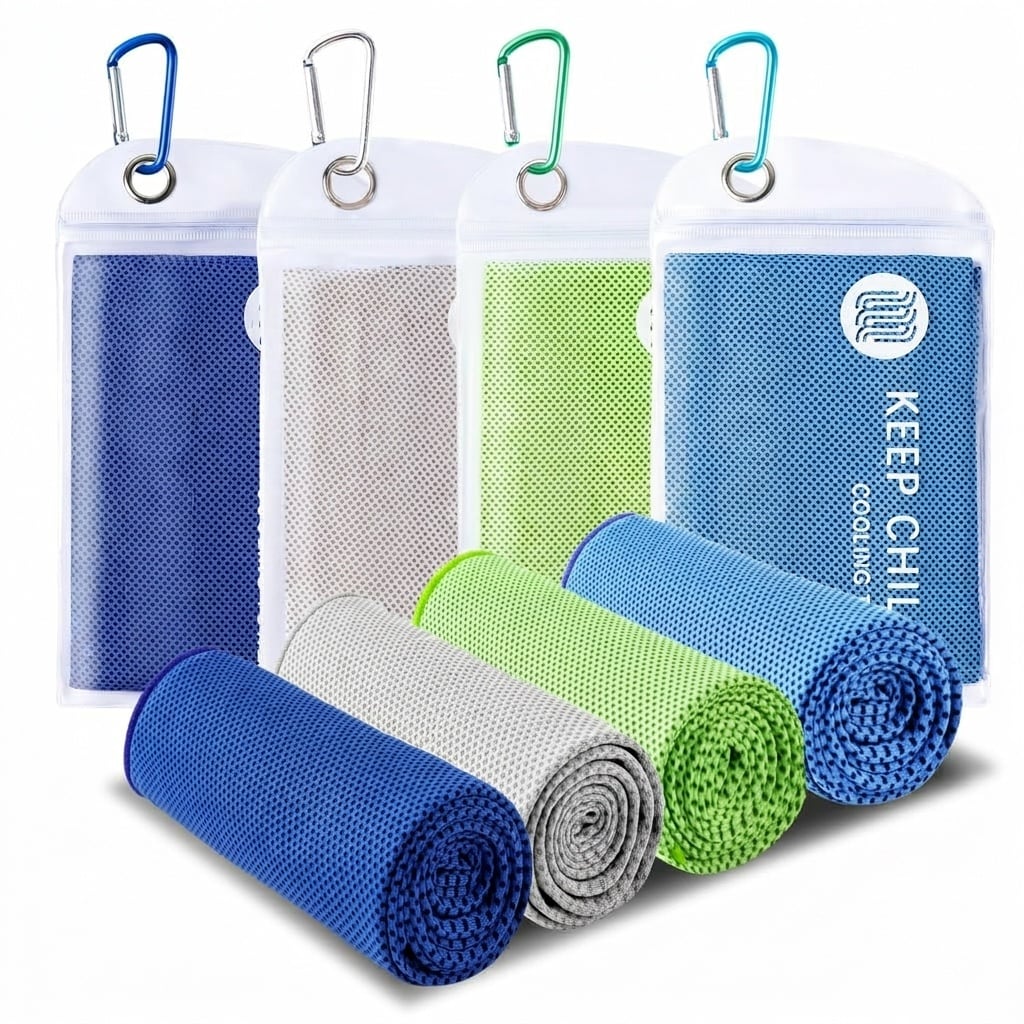 ITOPFOX -  4 pack cooling towel 40 x 12 inch soft breathable microfiber towel for yoga gym runnin...